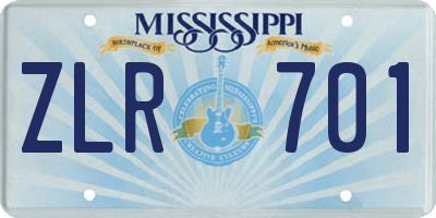 MS license plate ZLR701