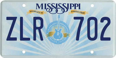MS license plate ZLR702