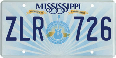 MS license plate ZLR726