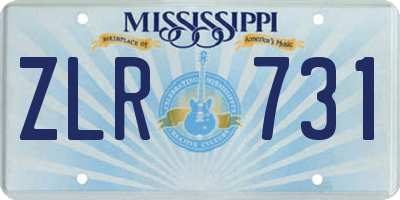 MS license plate ZLR731