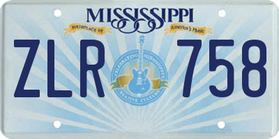 MS license plate ZLR758