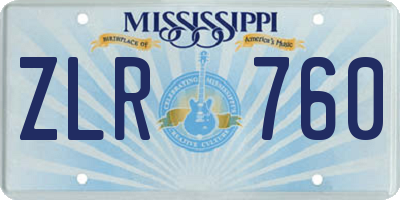 MS license plate ZLR760