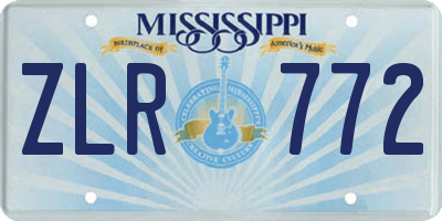 MS license plate ZLR772