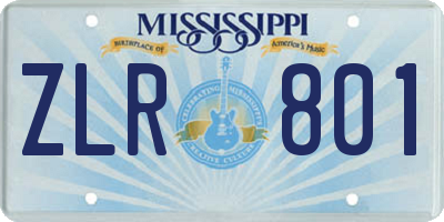 MS license plate ZLR801