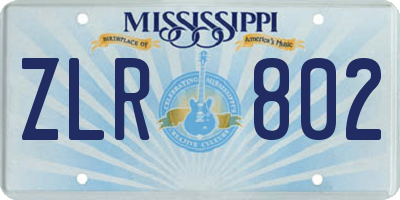MS license plate ZLR802