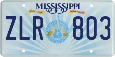 MS license plate ZLR803
