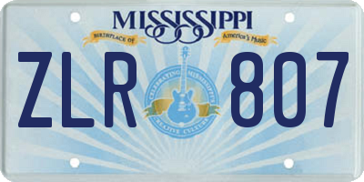 MS license plate ZLR807