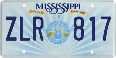 MS license plate ZLR817