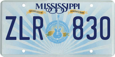 MS license plate ZLR830