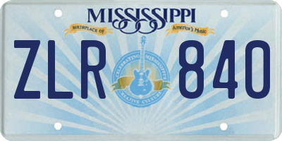 MS license plate ZLR840