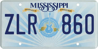 MS license plate ZLR860