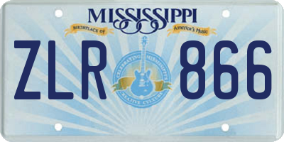 MS license plate ZLR866