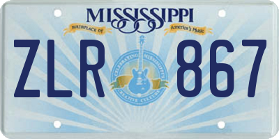 MS license plate ZLR867