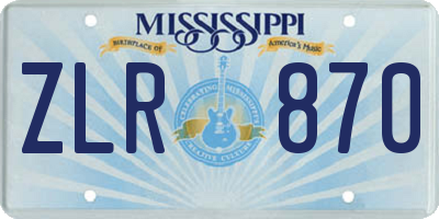 MS license plate ZLR870