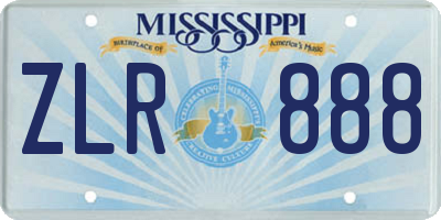 MS license plate ZLR888