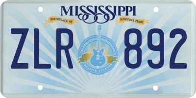 MS license plate ZLR892