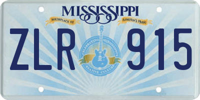 MS license plate ZLR915