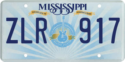 MS license plate ZLR917