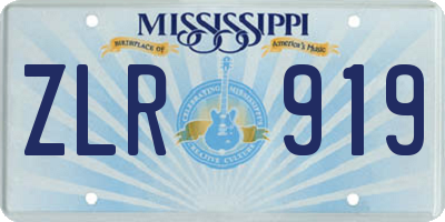 MS license plate ZLR919