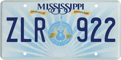MS license plate ZLR922