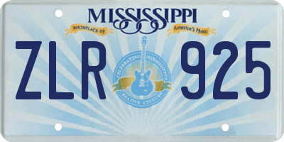 MS license plate ZLR925