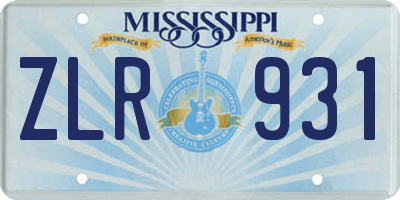 MS license plate ZLR931
