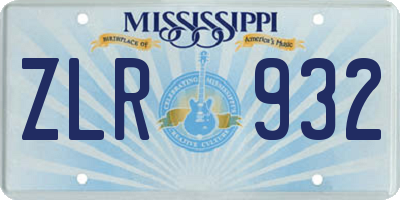 MS license plate ZLR932
