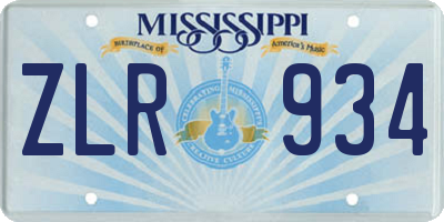 MS license plate ZLR934