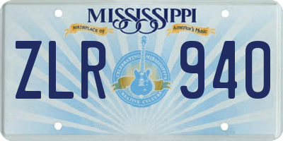 MS license plate ZLR940