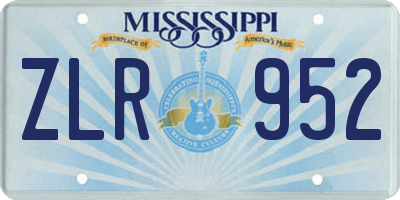 MS license plate ZLR952