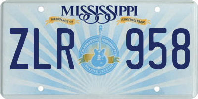 MS license plate ZLR958