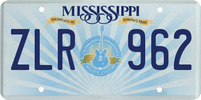 MS license plate ZLR962