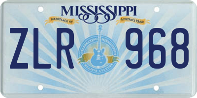 MS license plate ZLR968