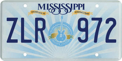 MS license plate ZLR972
