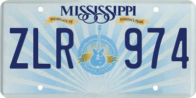 MS license plate ZLR974
