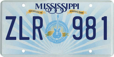 MS license plate ZLR981