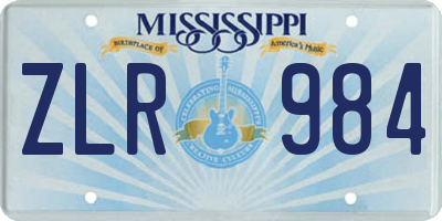 MS license plate ZLR984