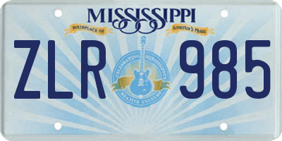 MS license plate ZLR985