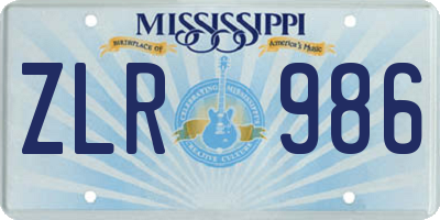 MS license plate ZLR986