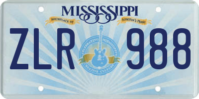 MS license plate ZLR988