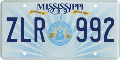 MS license plate ZLR992