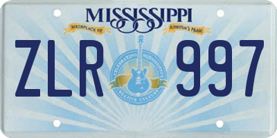 MS license plate ZLR997