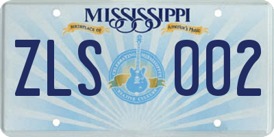MS license plate ZLS002