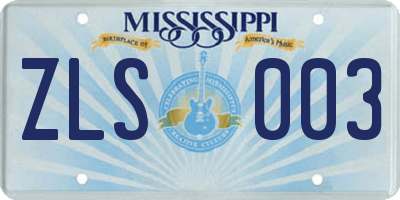 MS license plate ZLS003