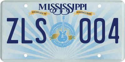 MS license plate ZLS004