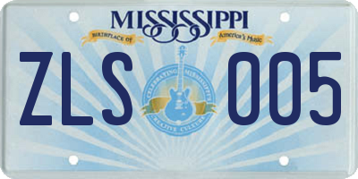 MS license plate ZLS005