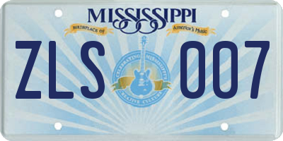 MS license plate ZLS007