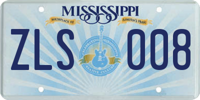 MS license plate ZLS008