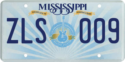 MS license plate ZLS009