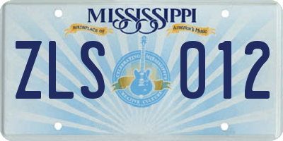 MS license plate ZLS012